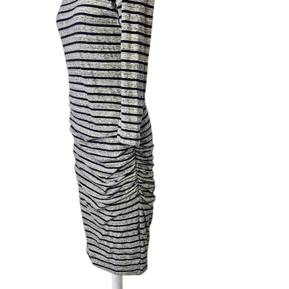 Standard James Perse Estilo Ruched Dress Size 3 Striped 3/4 Sleeve Cotton - Picture 4 of 8